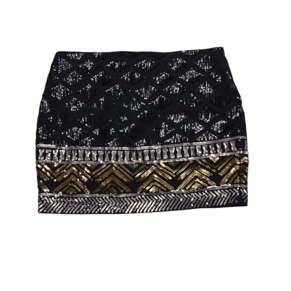 Express Diamond Sequin Mini Skirt Size Small - Picture 7 of 12